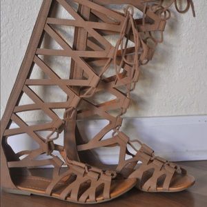 Brown Lace Up Sandals